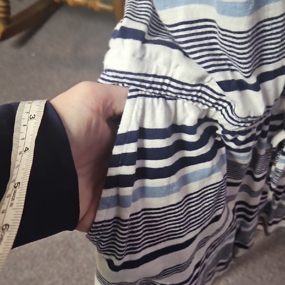 Striped Blue and White Womens Romper - Picture 5 of 6